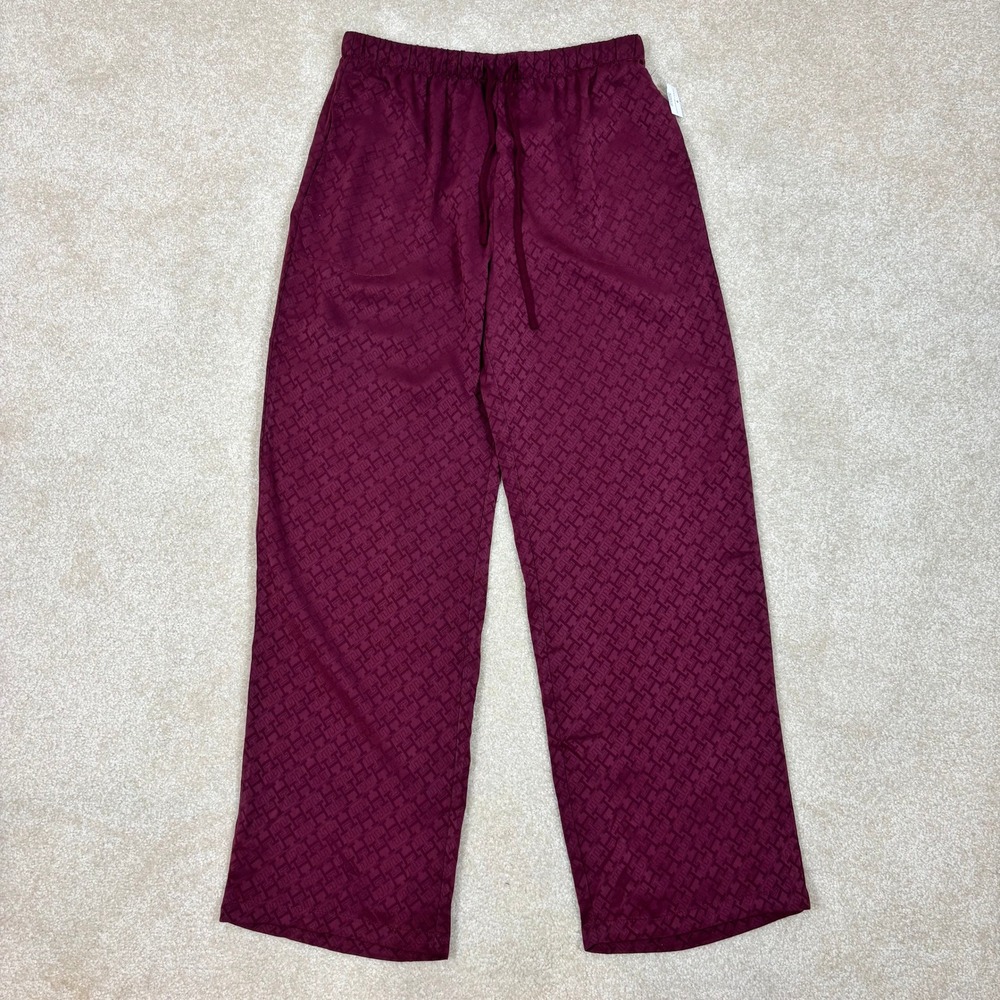 Tommy Hilfiger Mens Lounge Pants‎ Burgundy Geometric Pattern Elastic Waist S